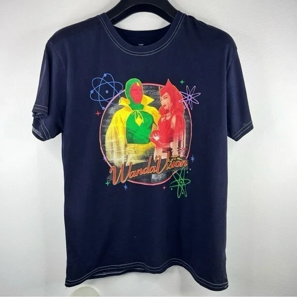 WANDA VISION MARVEL STUDIOS Women’s Black Galactic Wanda & Vision T shirt Size L - Picture 3 of 5